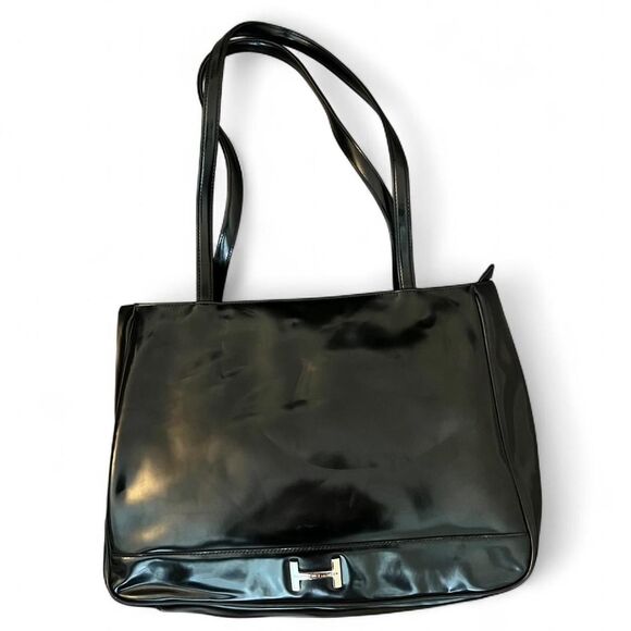 Tommy Hilfiger Black Patent Tote - Picture 1 of 8